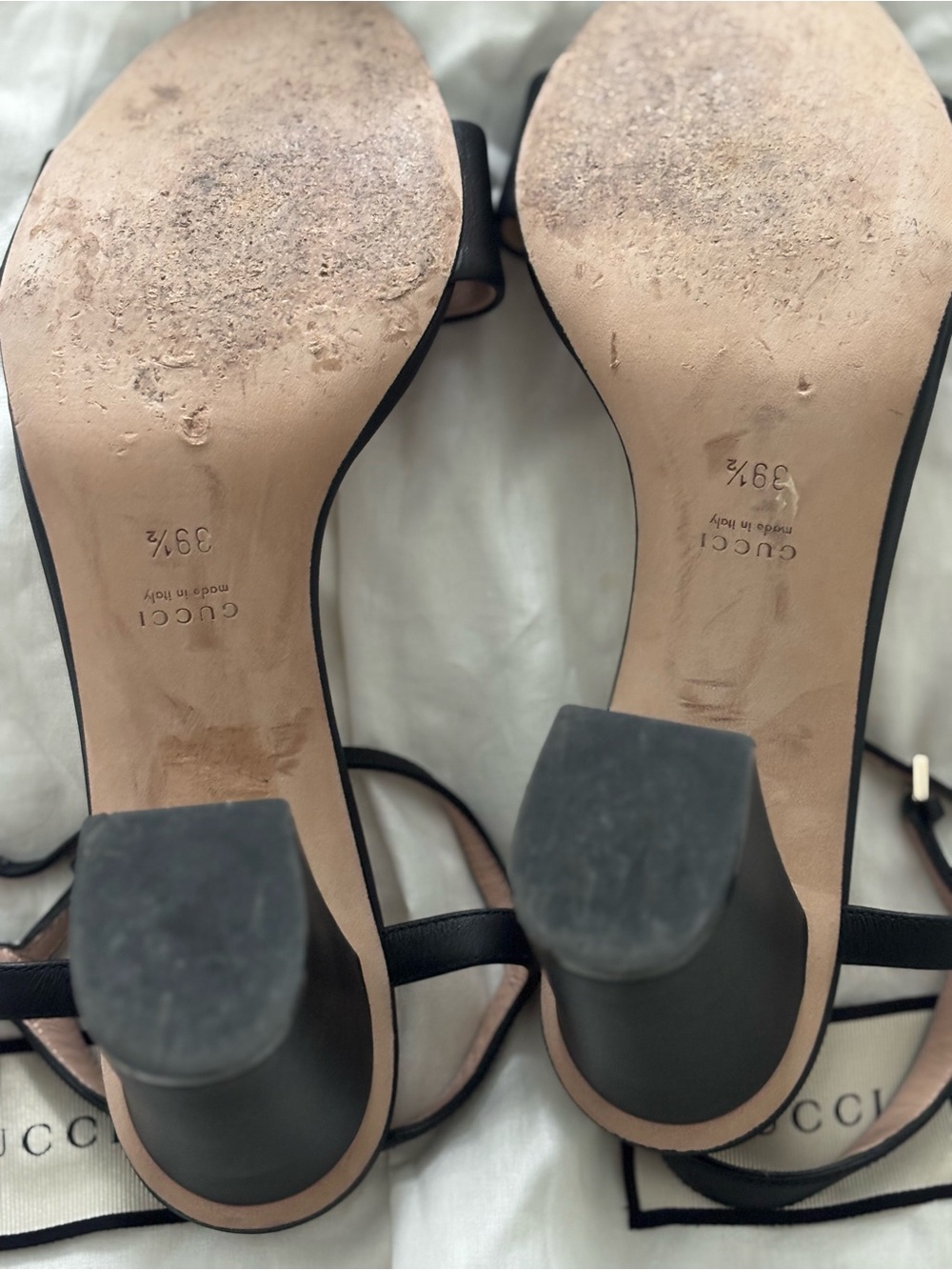 Gucci Black Leather Horsebit Block-Heel Sandals - Picture 2 of 3
